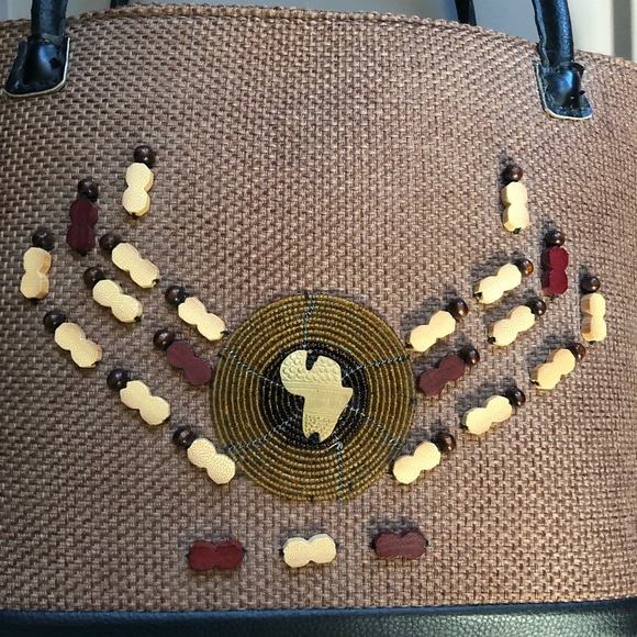 NEW Kenyan beaded jute handbag / tote - Picture 2 of 5